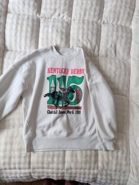 Abercrombie & Fitch White Kentucky Derby Graphic Sweatshirt